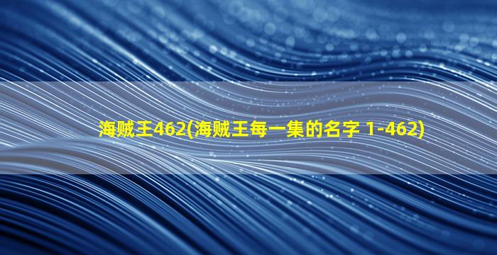 海贼王462(海贼王每一集的名字 1-462)